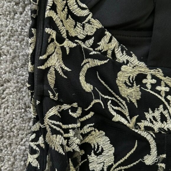 Xtraordinary Embroidered Tulle Dramatic High-Low Dress Black/Gold Size 5 - Picture 9 of 12